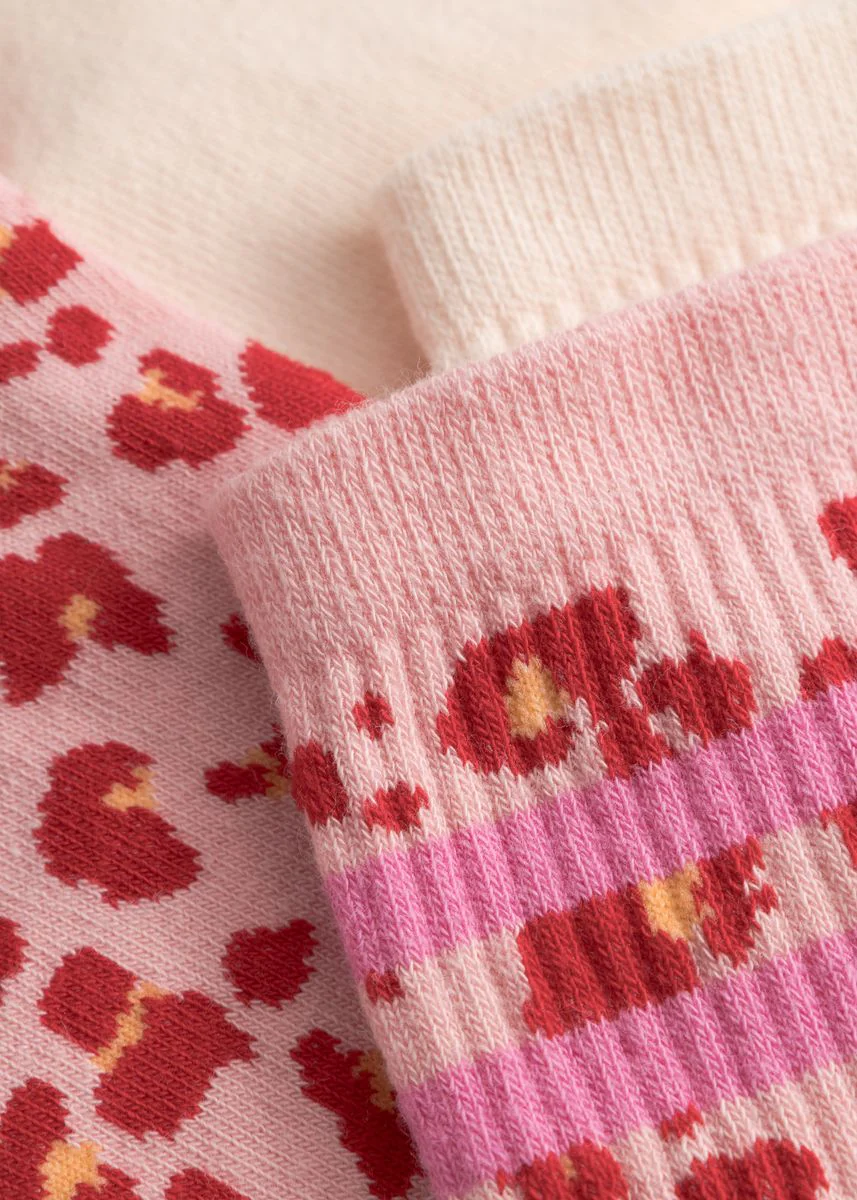 2 Paar Socken aus Baumwoll-Jacquard mit Herzmotiv und Leomuster - Image 2