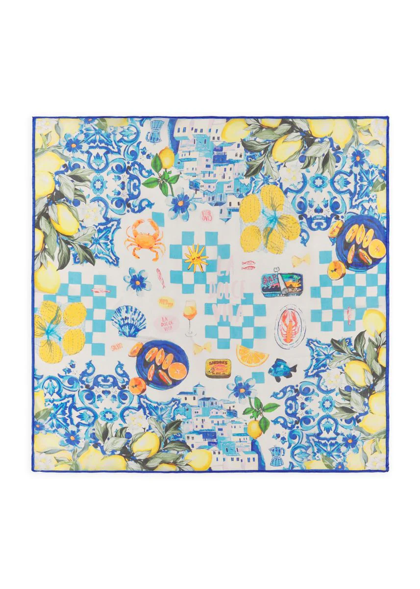 3ER PACK - Luxuriöses Tuch aus reiner Seide mit Zitronen-Motiven - Image 2