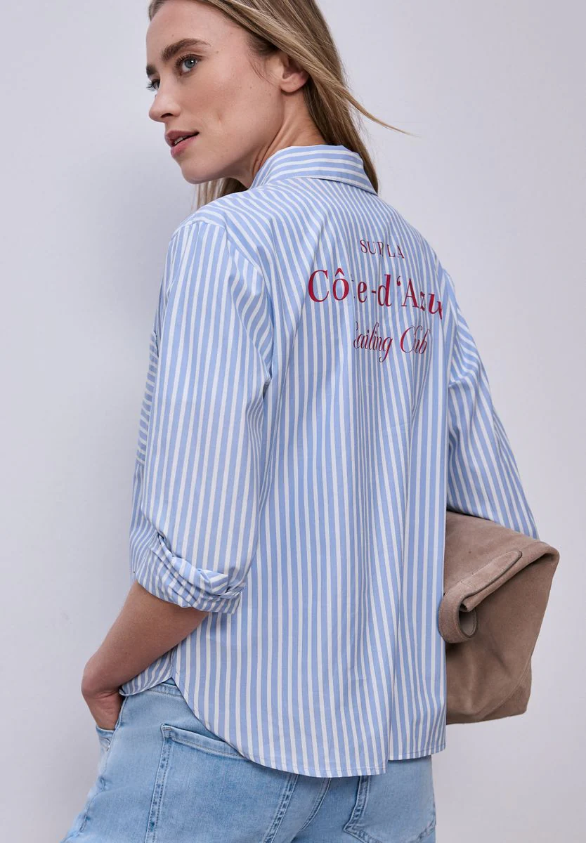 Striped shirtcollar blouse w b - Image 3