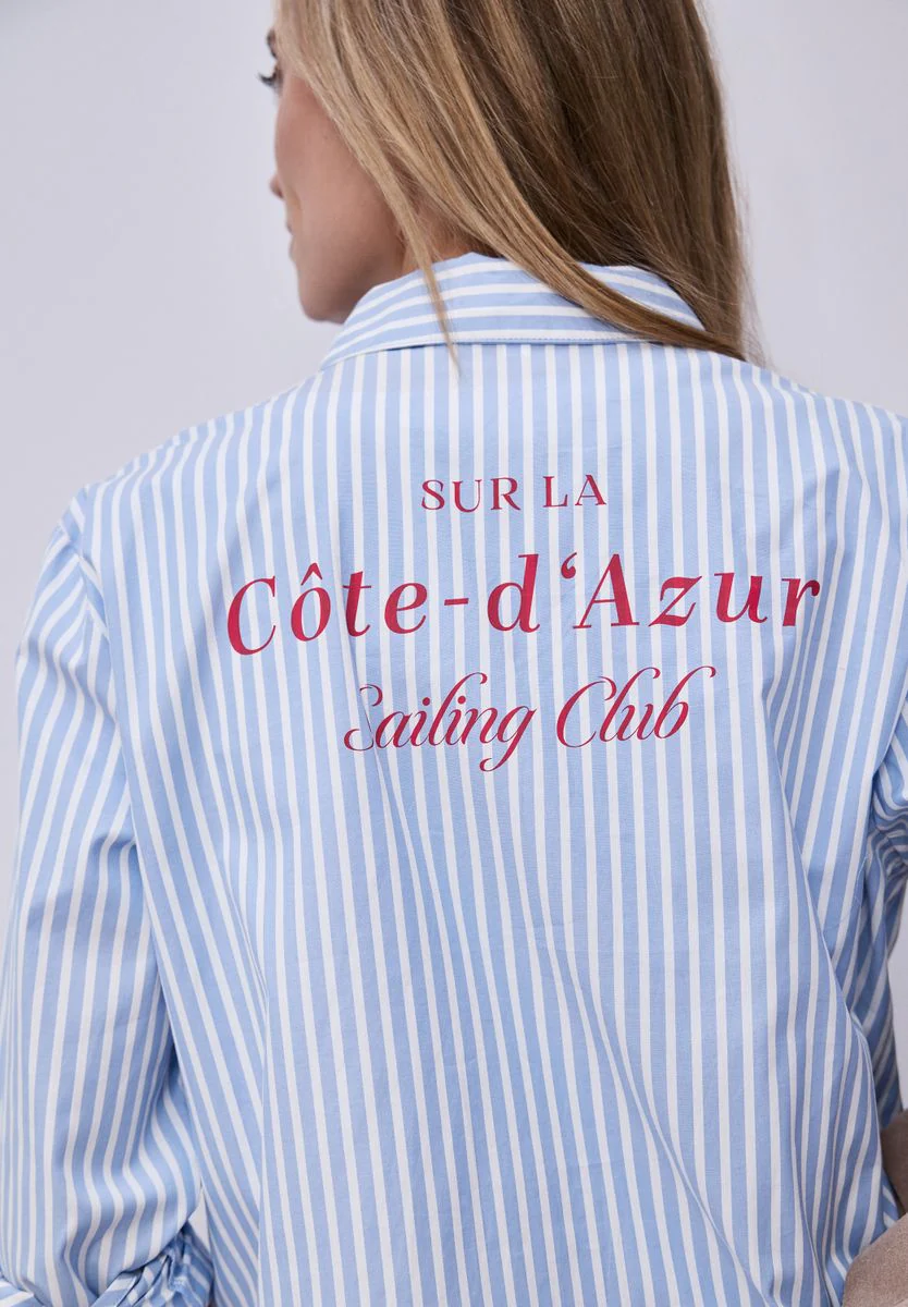 Striped shirtcollar blouse w b - Image 4