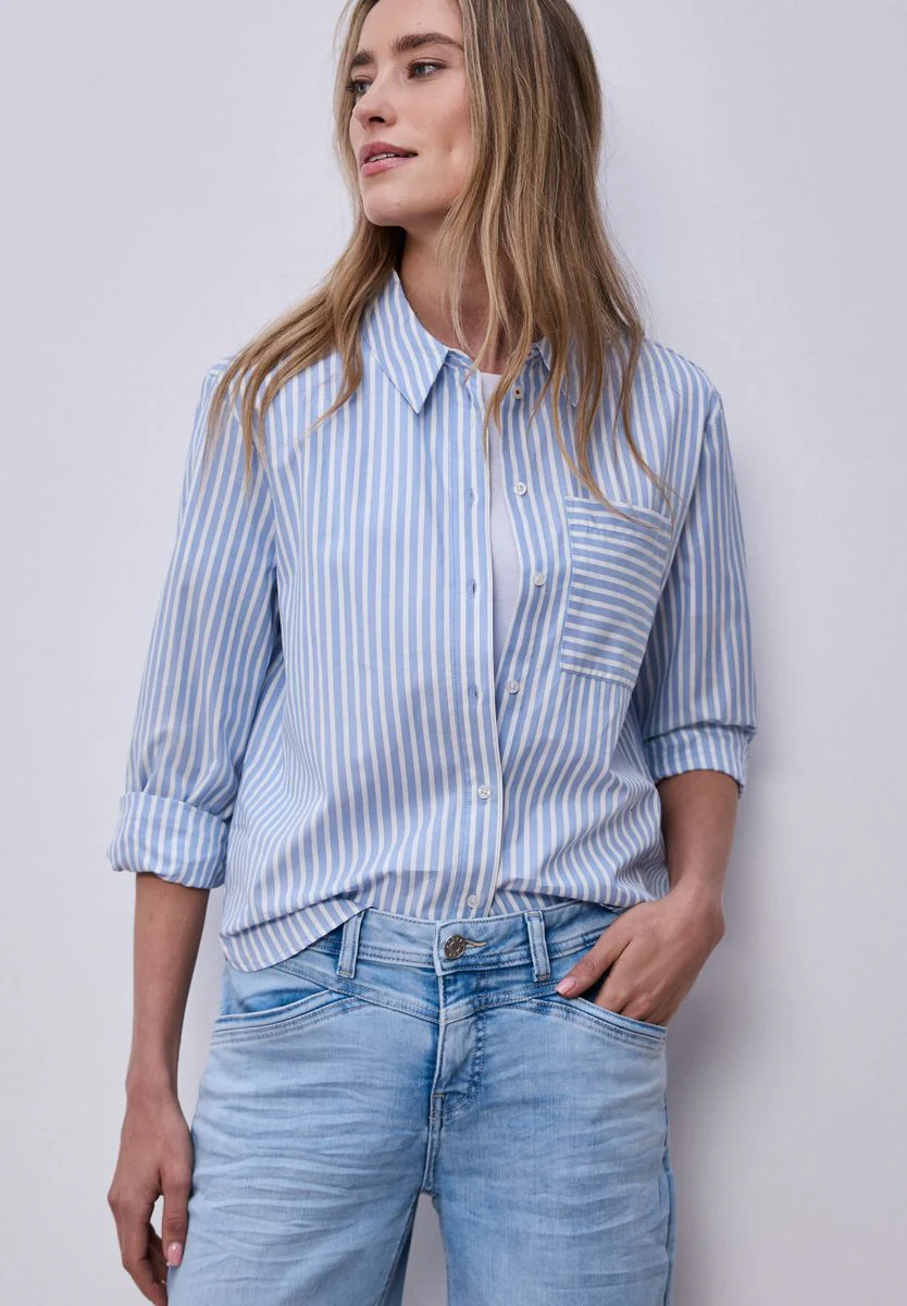 Striped shirtcollar blouse w b - Image 6