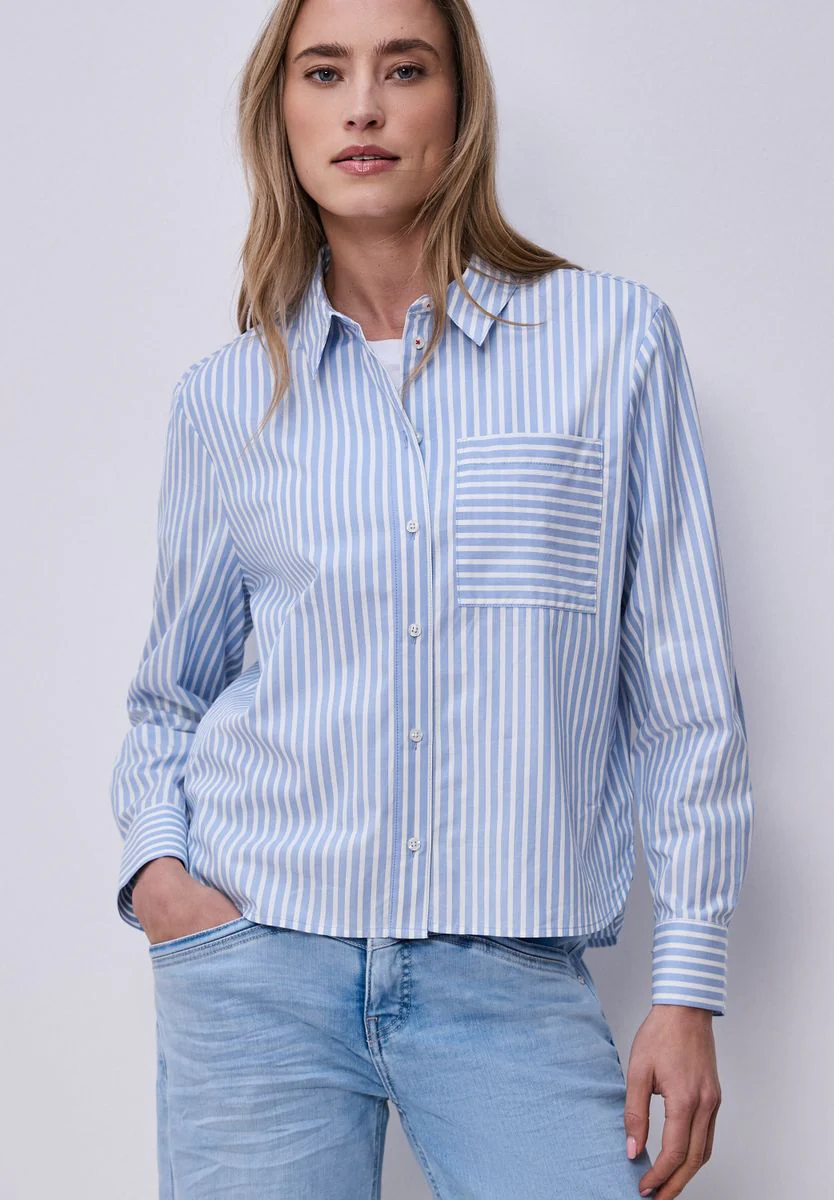 Striped shirtcollar blouse w b - Image 7