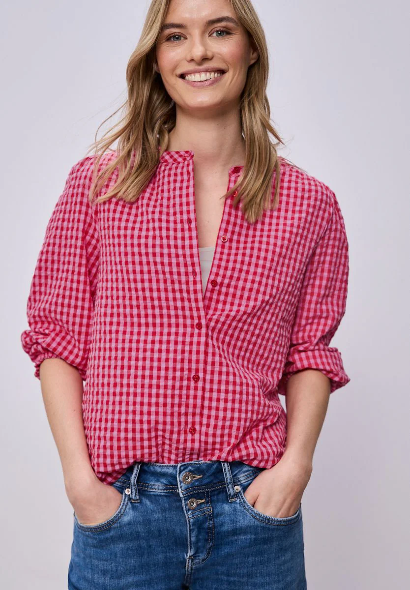 Vichy buttoned roundneck blous - Image 3