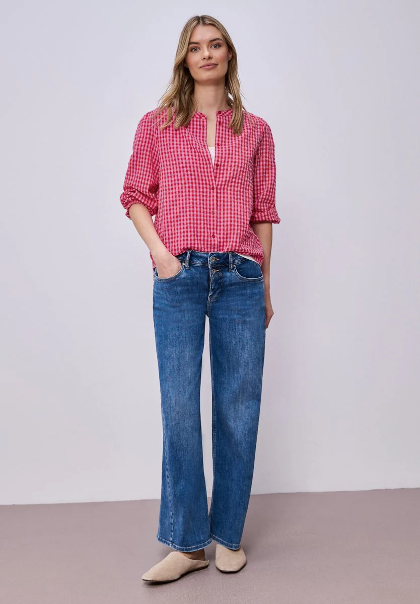 Vichy buttoned roundneck blous - Image 5