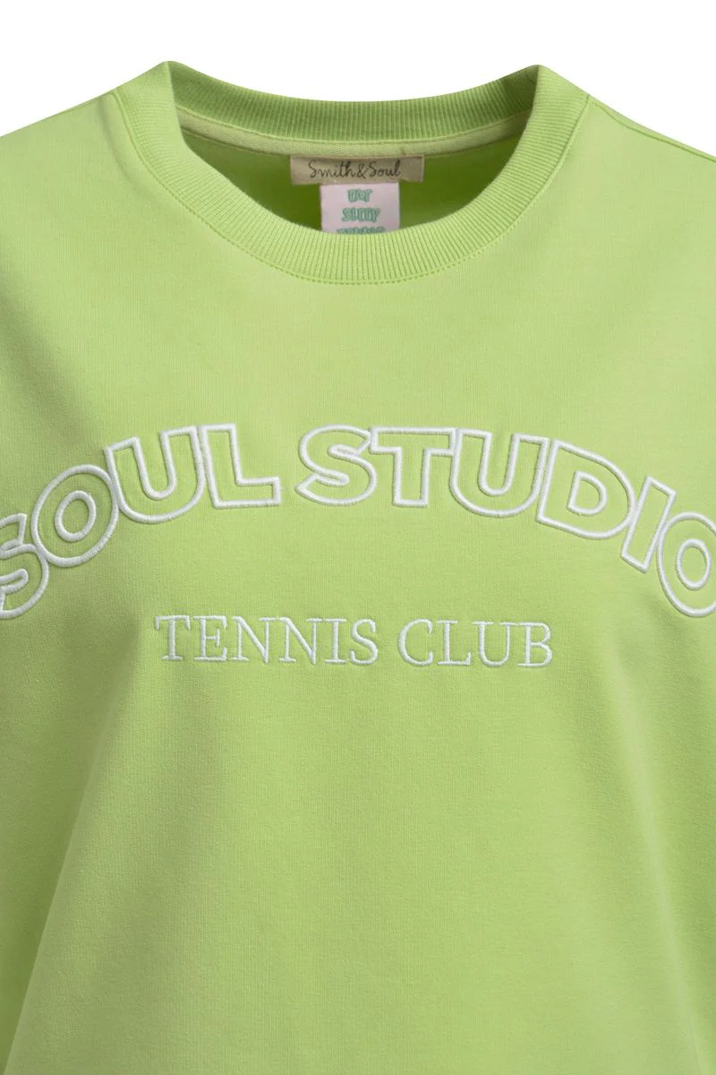 BOXY CROPPED COLLEGE SWEATSHIRT SHO - Image 3