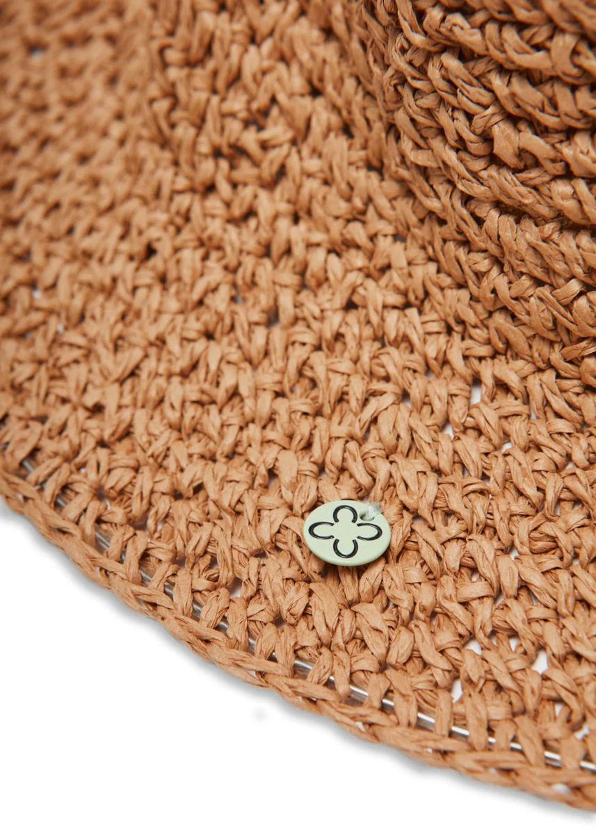 Bucket Hat aus Stroh mit Herz-Stickerei - Image 3