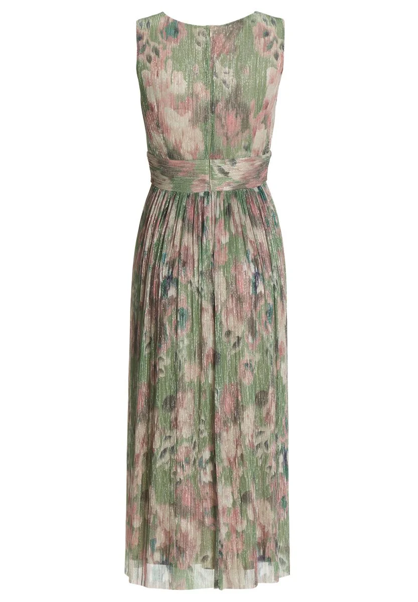 Cocktailkleid aus bedrucktem Plissee Jersey mit V-Ausschnitt - Image 6