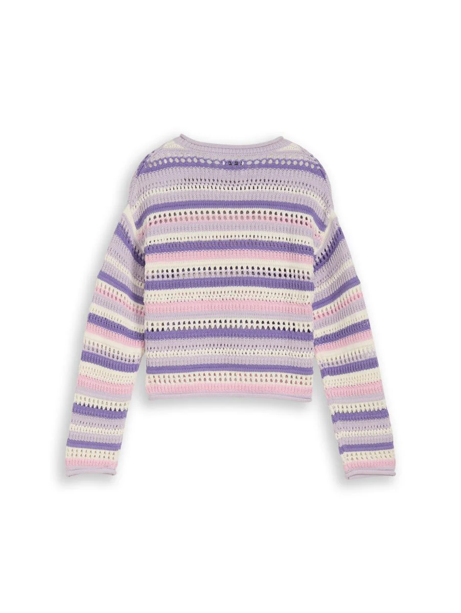 striped open knit pullover - Image 2
