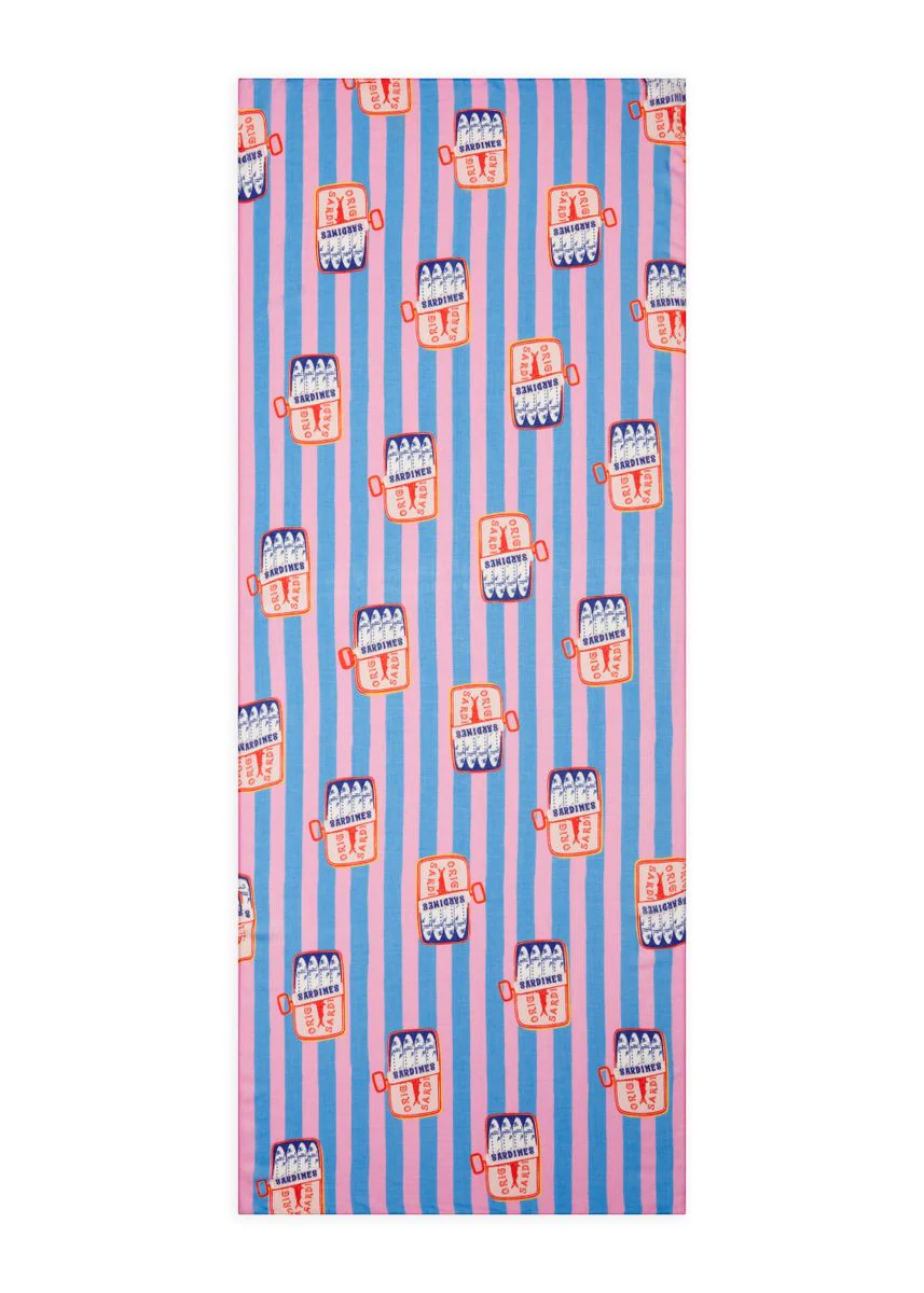 Feiner Schal aus Modalmischung mit Streifenmuster und Sardinen-Motiven - Image 2