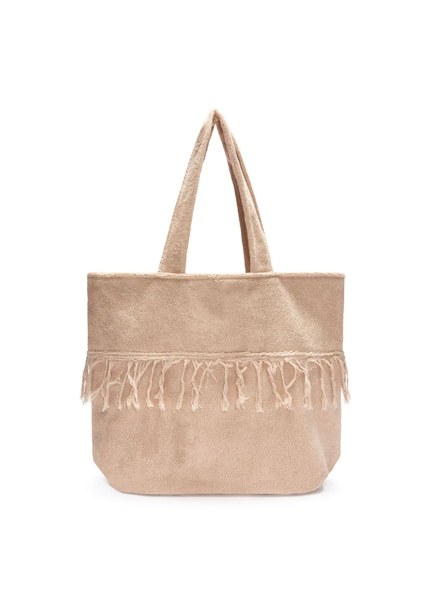 Frottee-Shopper aus Baumwolle mit Schriftzug - Image 2