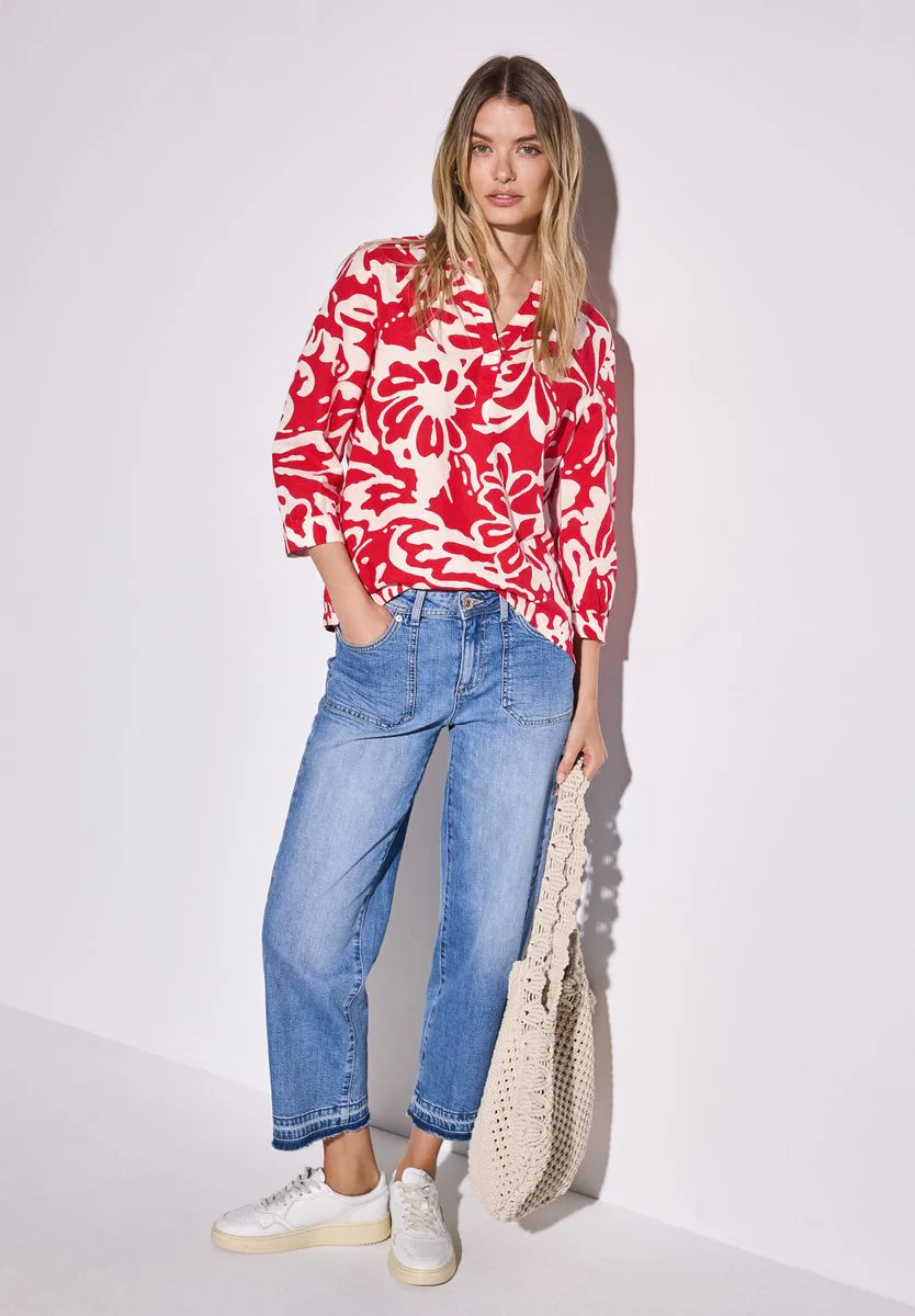Gemusterte Leinenmix-Bluse - Image 3
