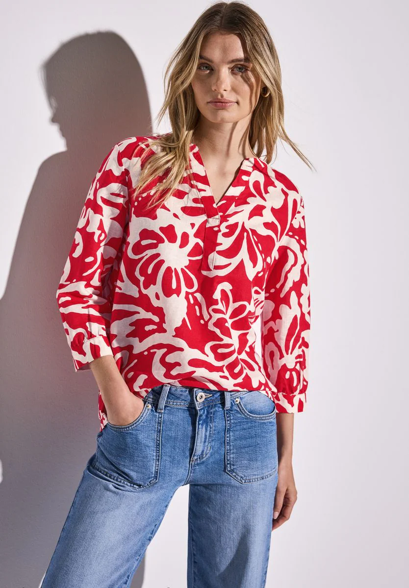 Gemusterte Leinenmix-Bluse - Image 5