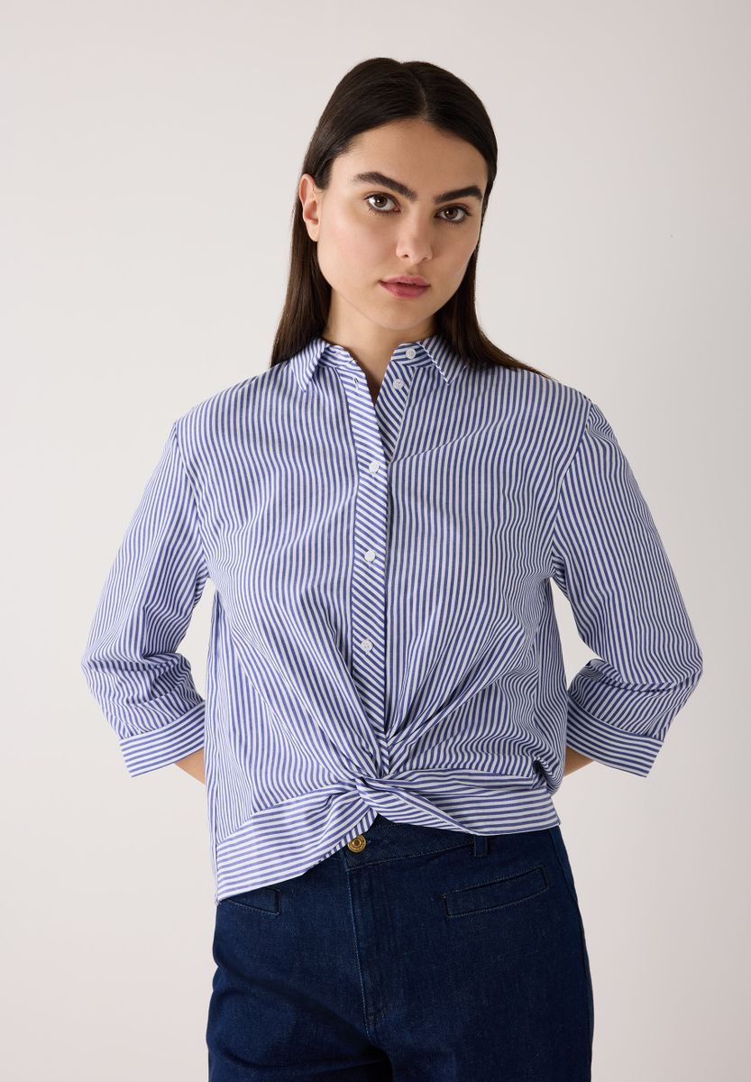 Gestreifte Bluse mit Knot-Detail - Image 4