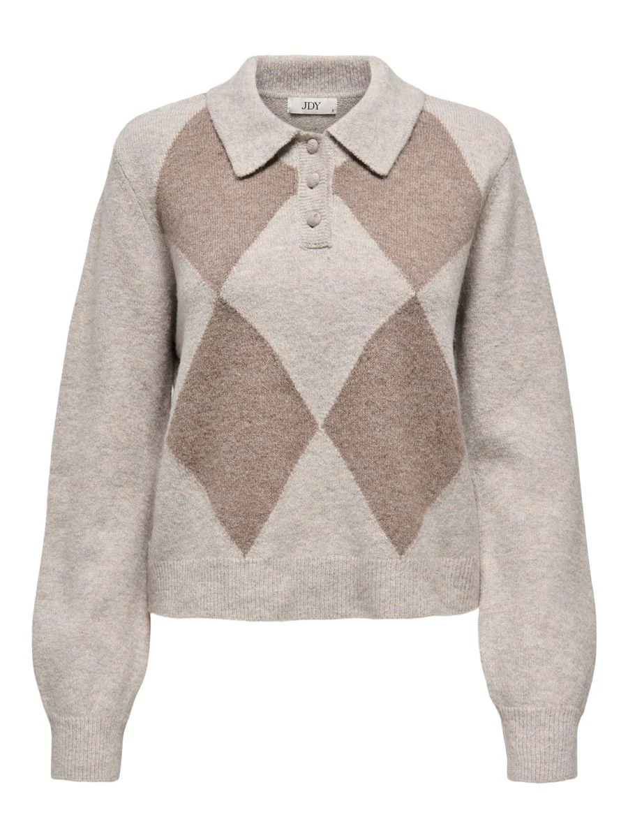 JDYMARA LIFE L/S COLLAR JACQ PULL KNT