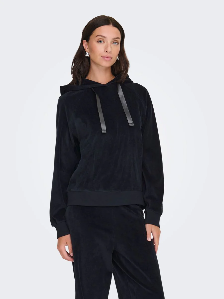 JDYVIDA L/S VELVET HOODIE TOP JRS D - Image 3