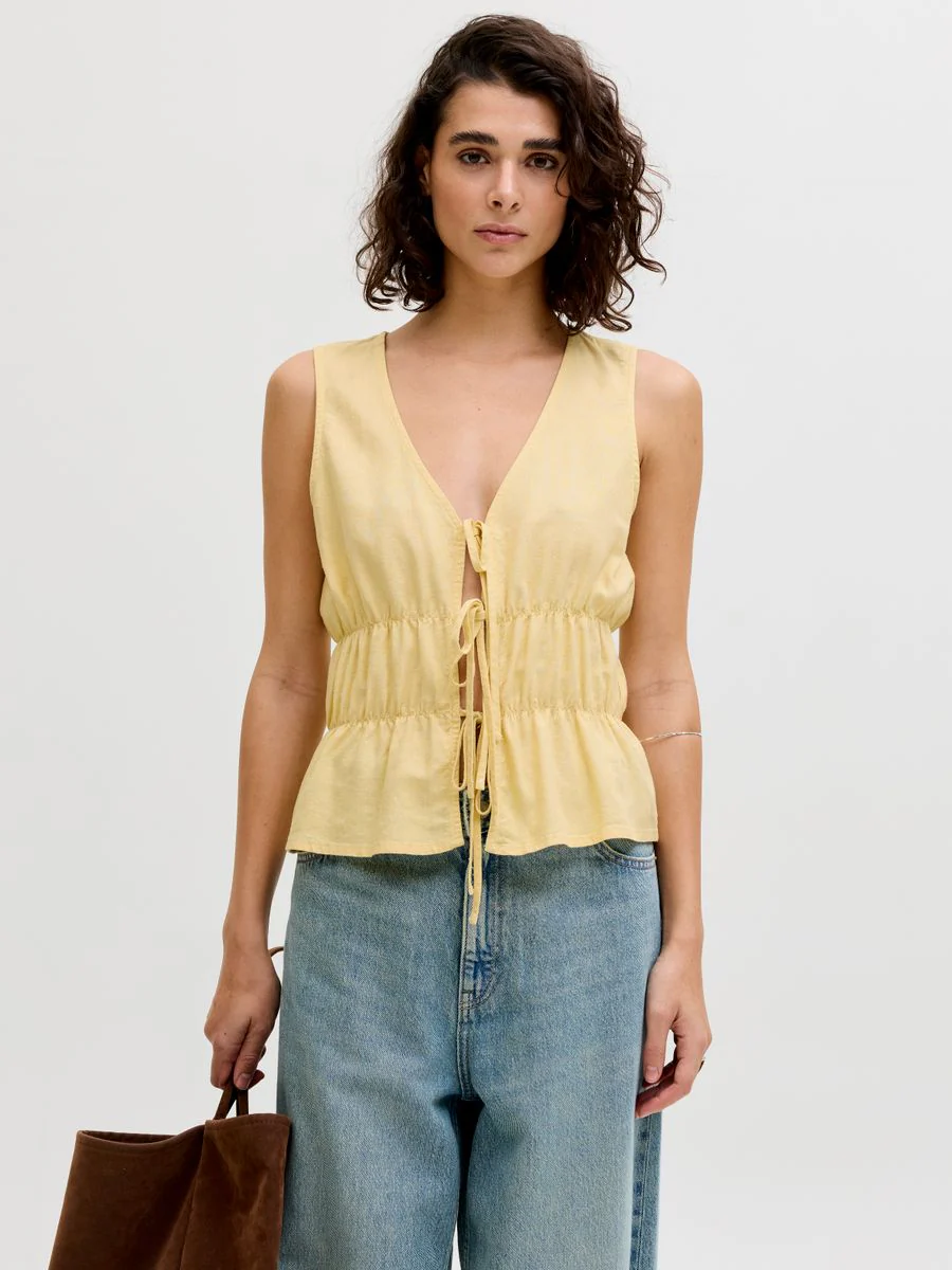 JXALMIRA LINEN BLEND TIE SL TOP WVN - Image 5
