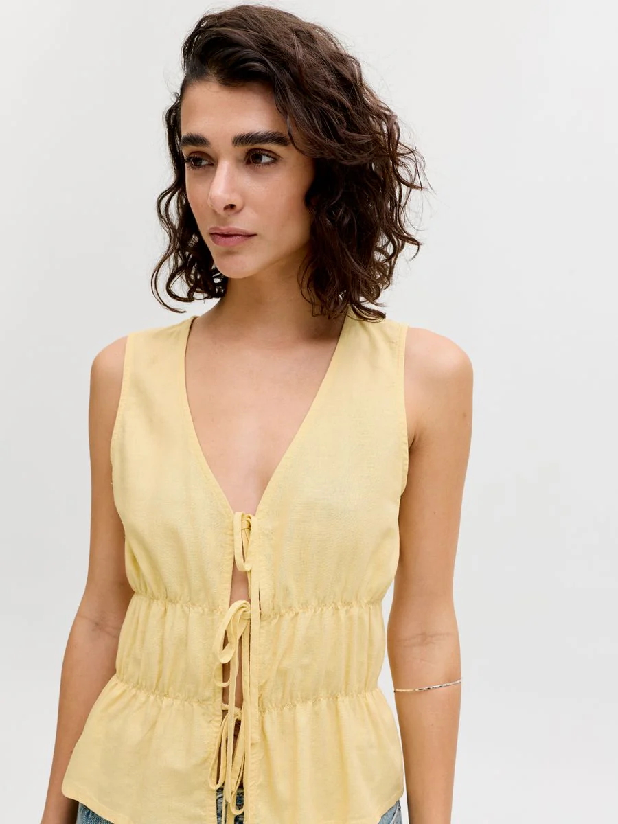JXALMIRA LINEN BLEND TIE SL TOP WVN - Image 8