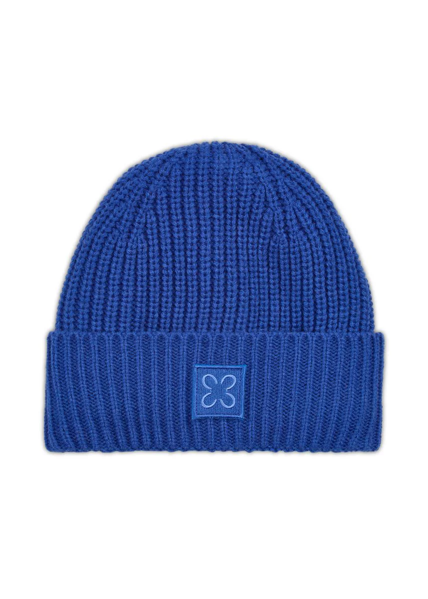KNITTED HAT ACRYL/WOOL SOLID blue-2 - Image 5