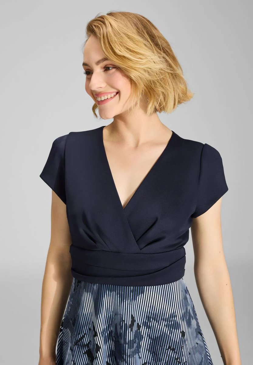Midi Kleid mit Rock aus bedrucktem Ottoman - Image 4