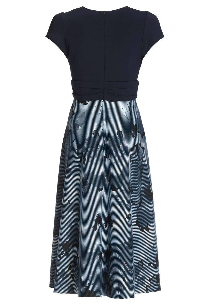 Midi Kleid mit Rock aus bedrucktem Ottoman - Image 7