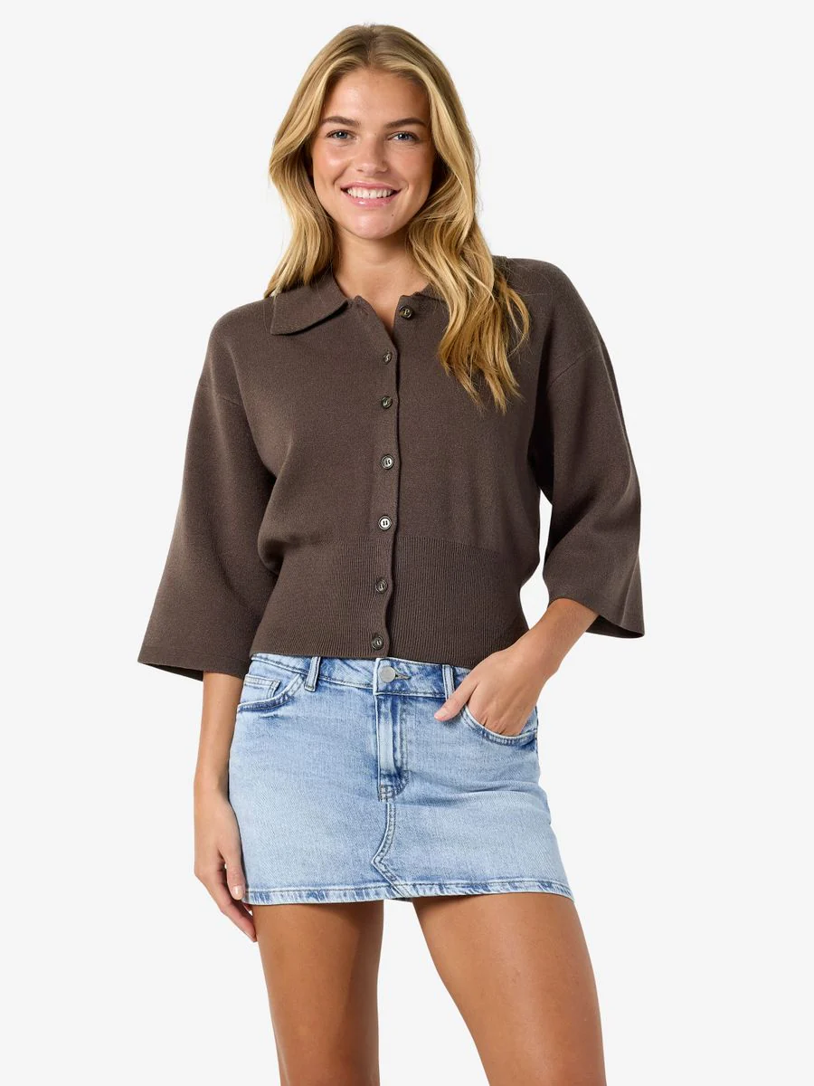 NMSHYLA 3/4 SLEEVE KNIT POLO CARDIG - Image 3