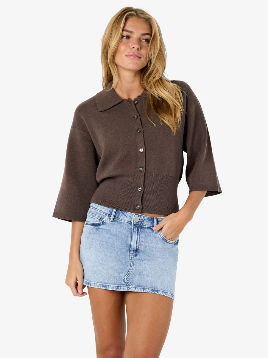 NMSHYLA 3/4 SLEEVE KNIT POLO CARDIG - Image 6