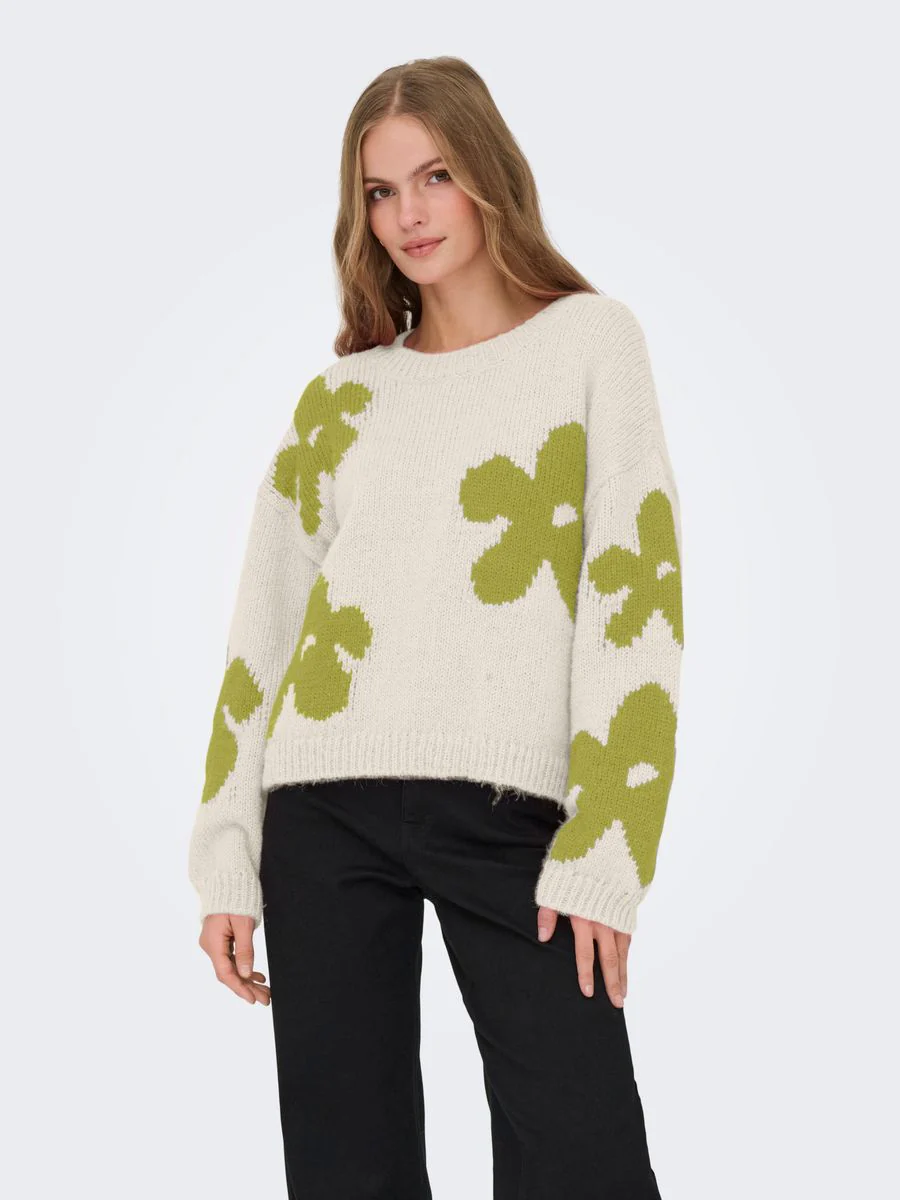 ONLBOOTLE LS FLOWER O-NECK KNT - Image 3