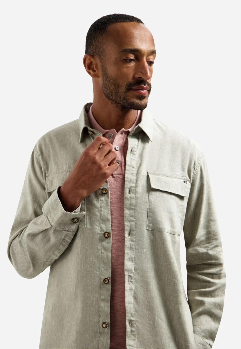 Overshirt Full Button 2-Tone With Linen - Image 4
