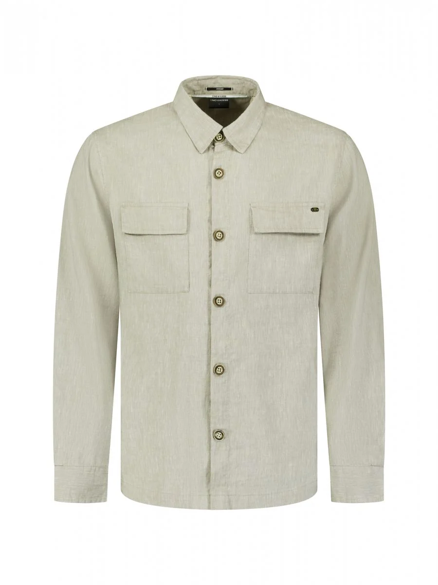 Overshirt Full Button 2-Tone With Linen - Image 5