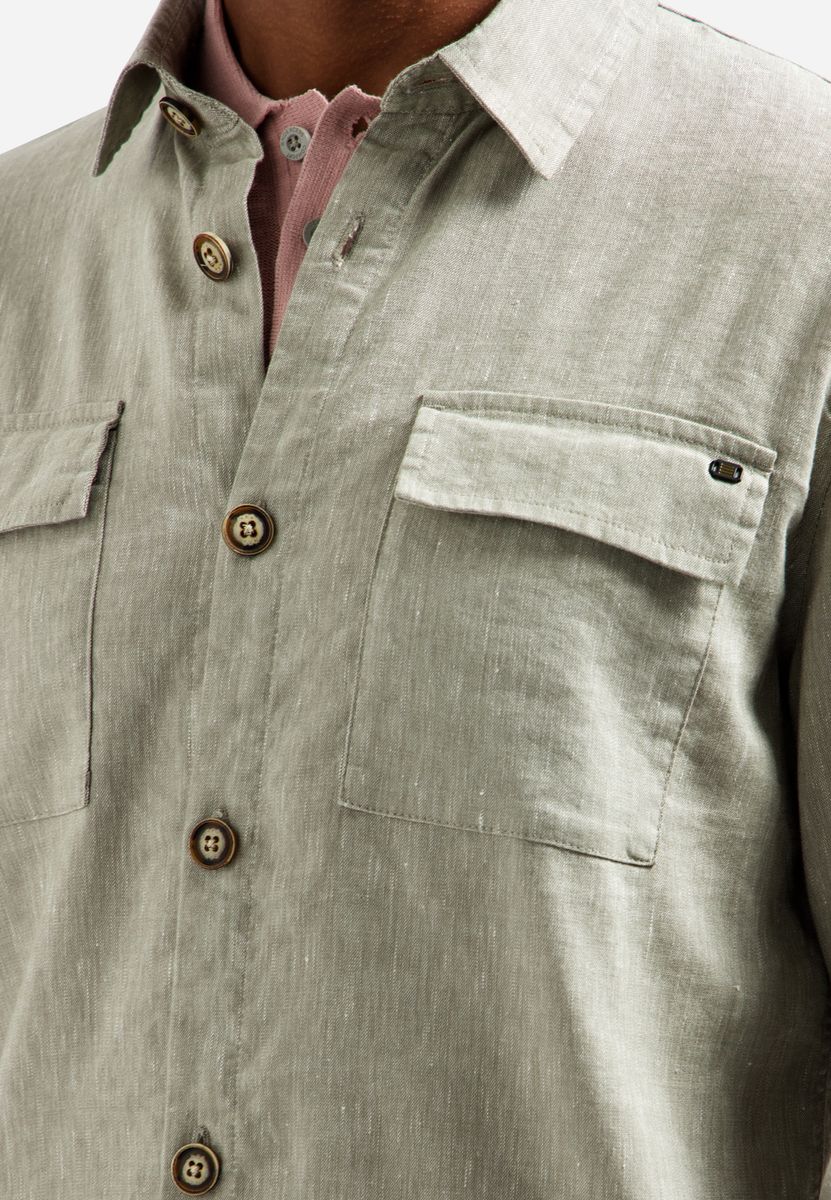Overshirt Full Button 2-Tone With Linen - Image 7