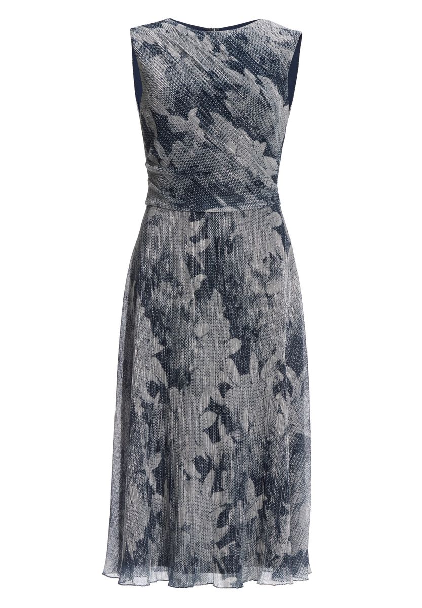 Plissiertes Kleid mit Metallicfäden
