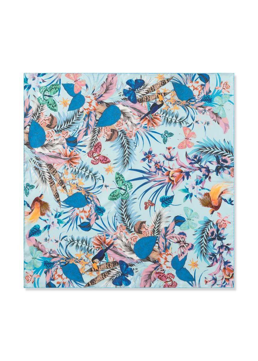 Premium Nickituch aus reiner Seide mit Blumenmuster und Schmetterling-Motiven - Image 2