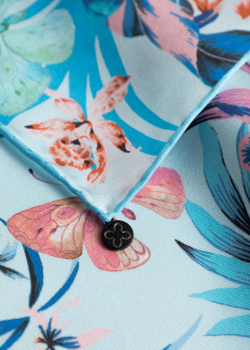 Premium Nickituch aus reiner Seide mit Blumenmuster und Schmetterling-Motiven - Image 3