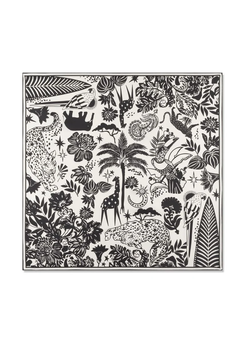 Premium Nickituch aus reiner Seide mit Dschungel-Motiven - Image 2