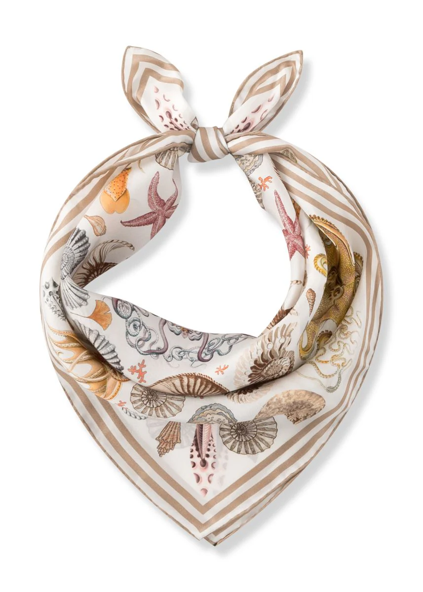 Premium Nickituch aus reiner Seide mit maritimen Motiven