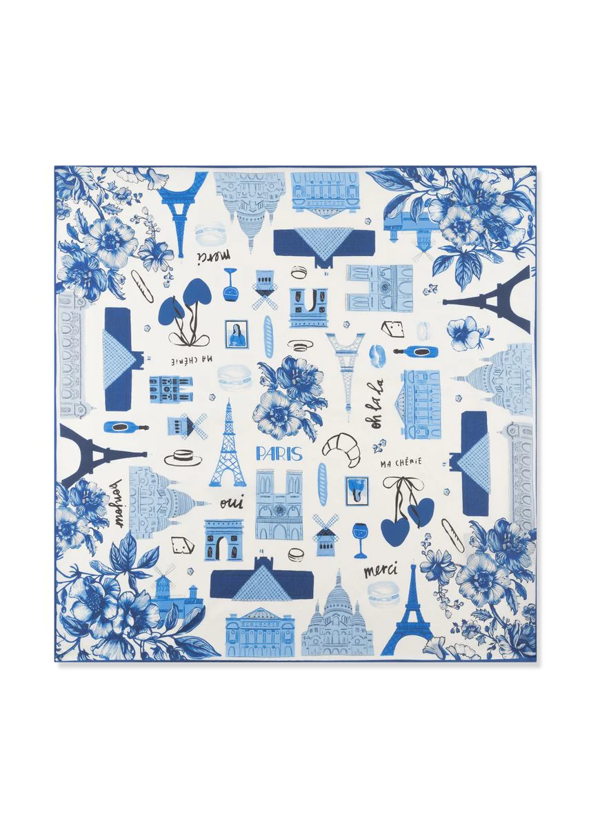 PRINTED NICKI SILK PARIS blau-53X53 - Image 2