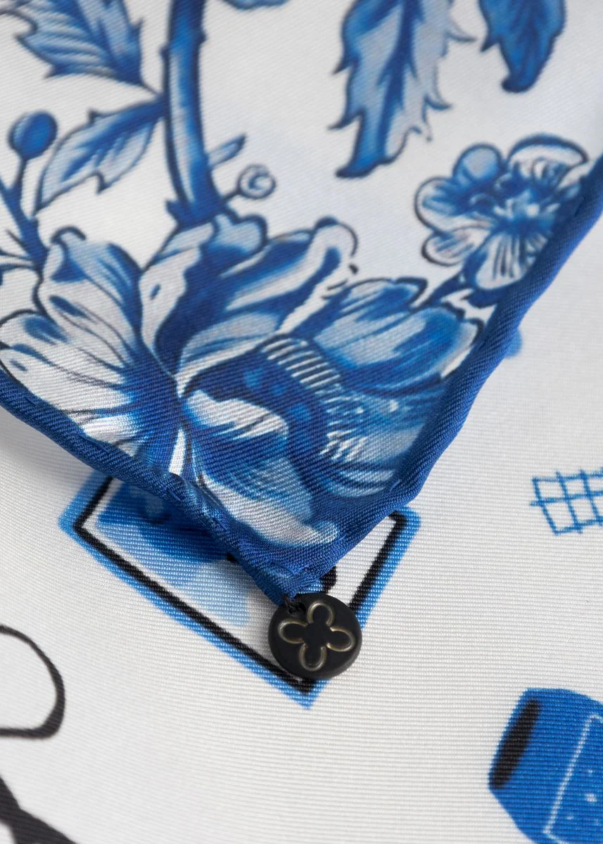 PRINTED NICKI SILK PARIS blau-53X53 - Image 3