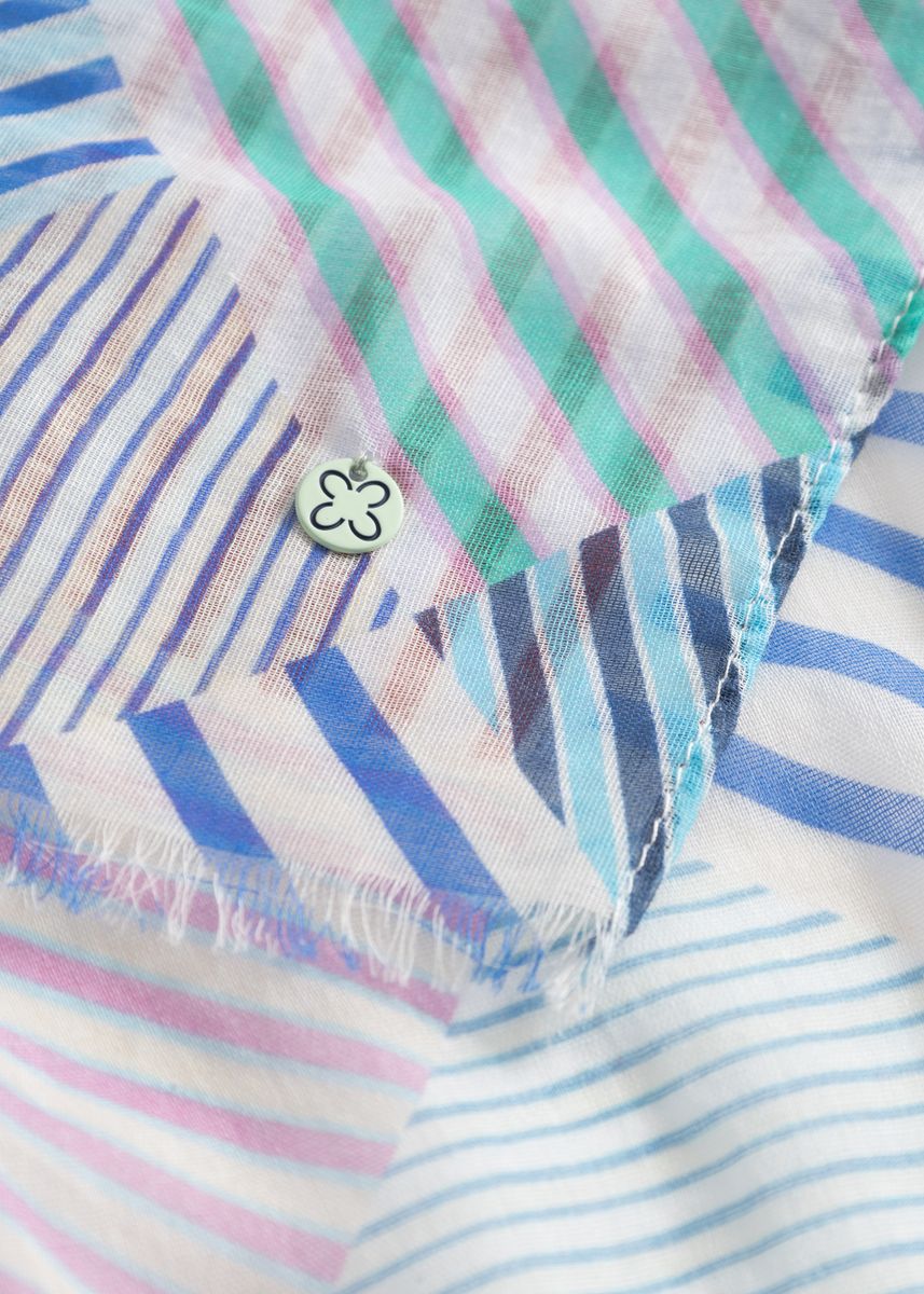 PRINTED SCARF  COTTON STRIPES CHECK - Image 3