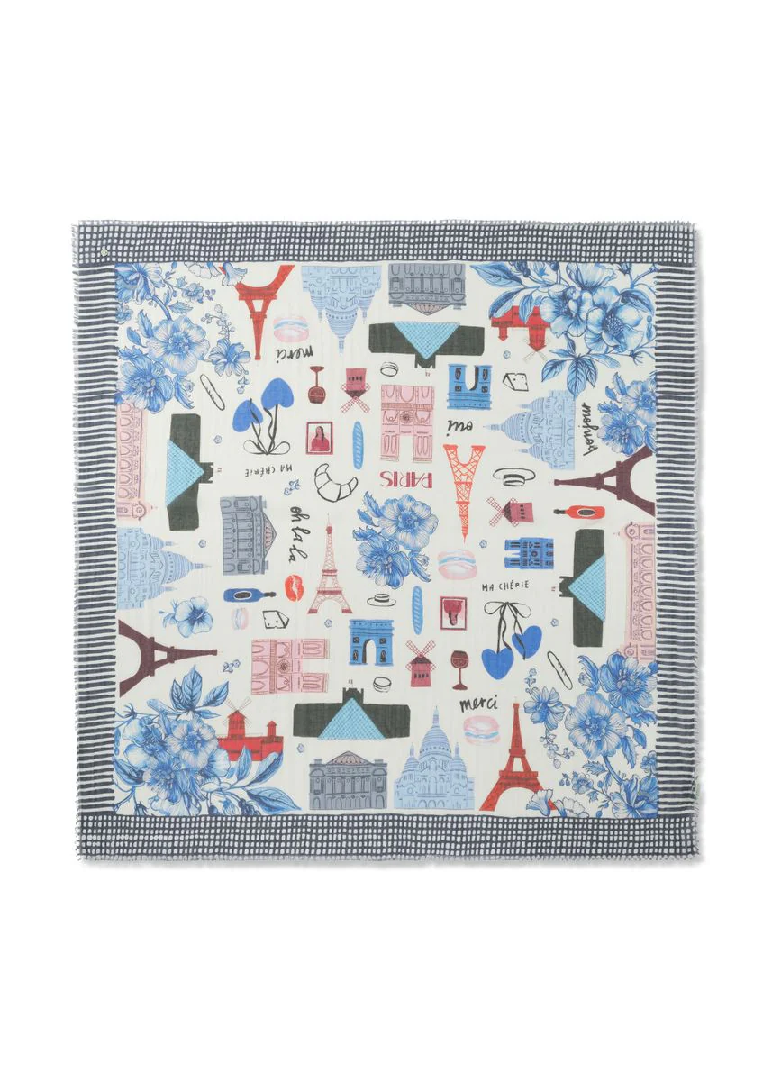 PRINTED SQUARE  COTTON PARIS blau-1 - Image 2