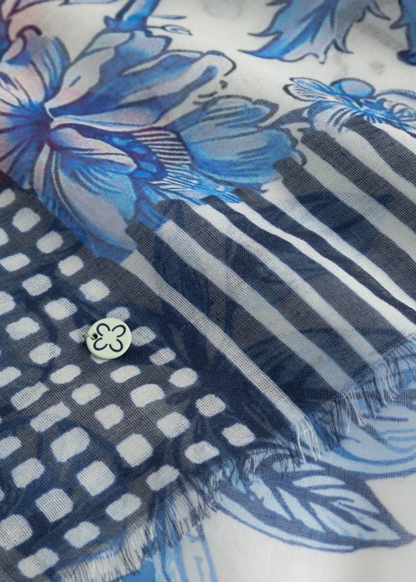 PRINTED SQUARE  COTTON PARIS blau-1 - Image 3
