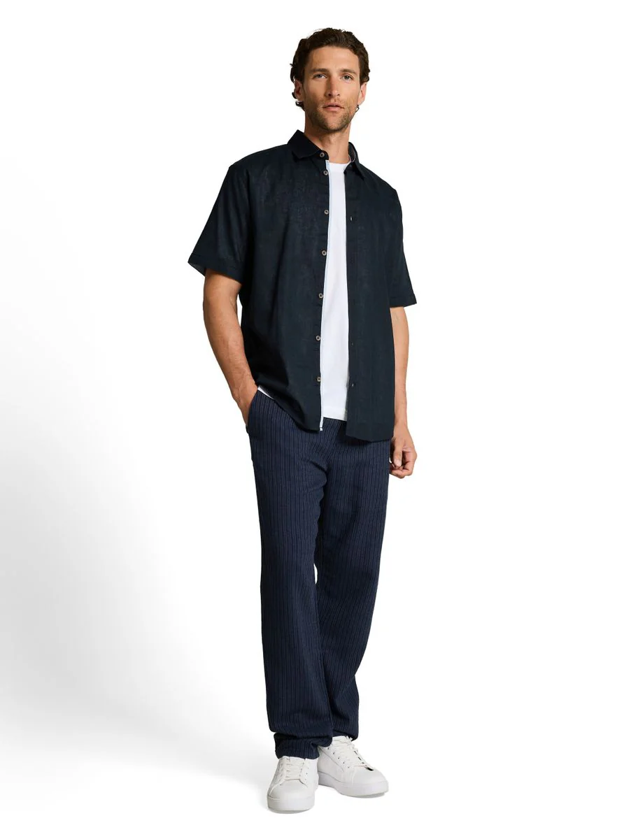 Regular Fit Kurzarmhemd mit Leinenanteil - Image 3