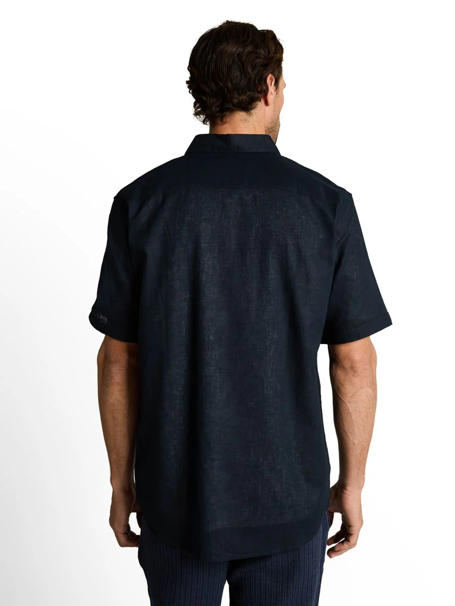 Regular Fit Kurzarmhemd mit Leinenanteil - Image 4