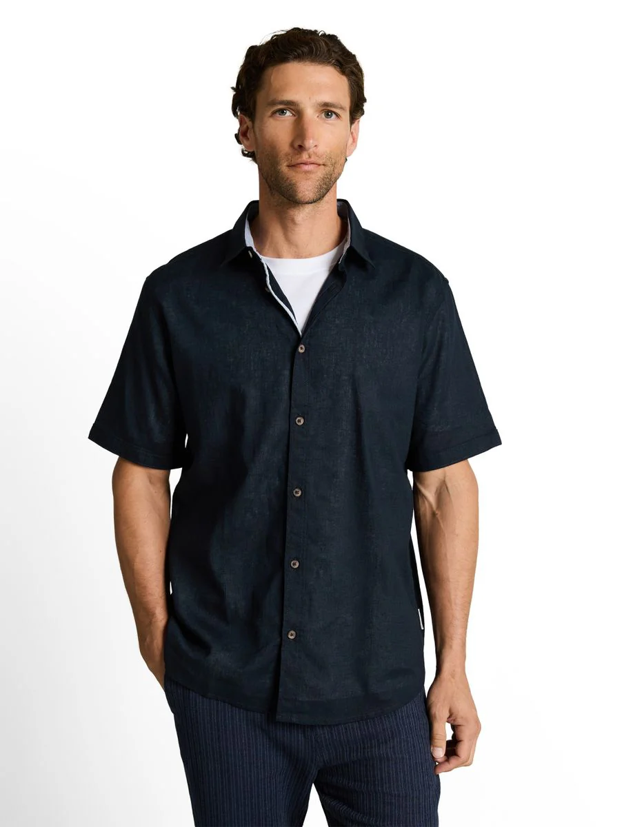 Regular Fit Kurzarmhemd mit Leinenanteil - Image 5