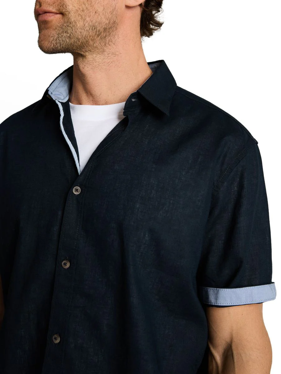Regular Fit Kurzarmhemd mit Leinenanteil - Image 6