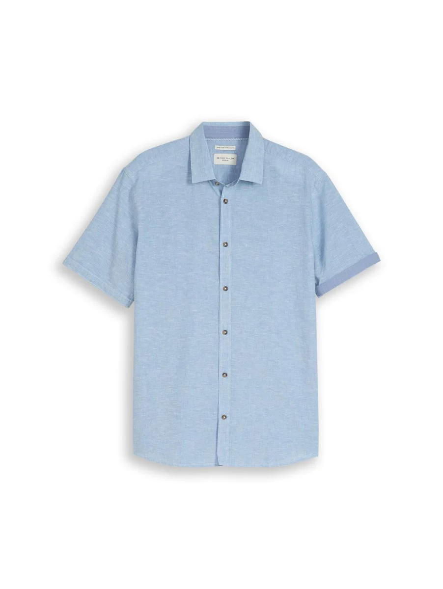 Regular Fit Kurzarmhemd mit Leinenanteil - Image 7