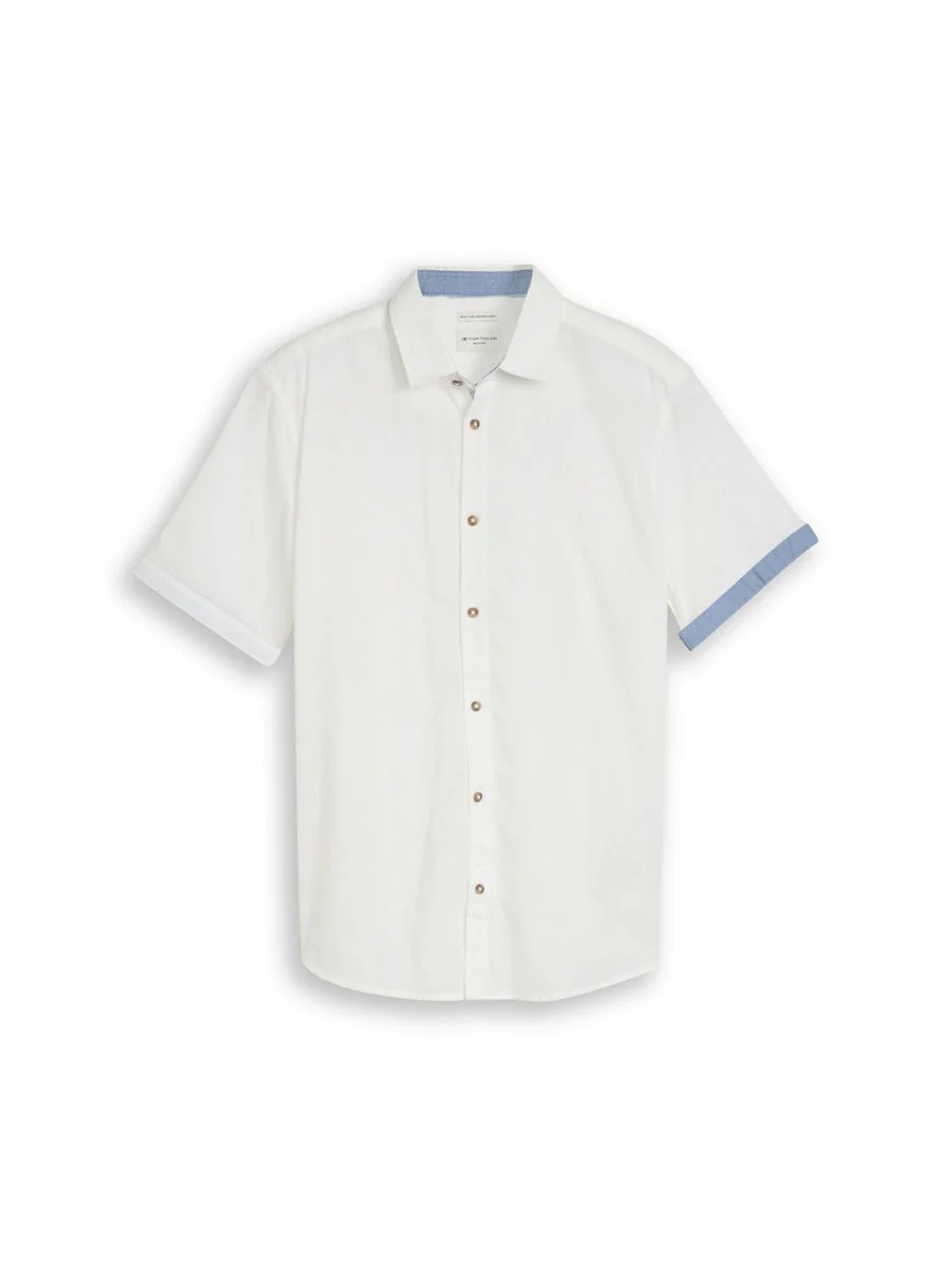 Regular Fit Kurzarmhemd mit Leinenanteil - Image 8
