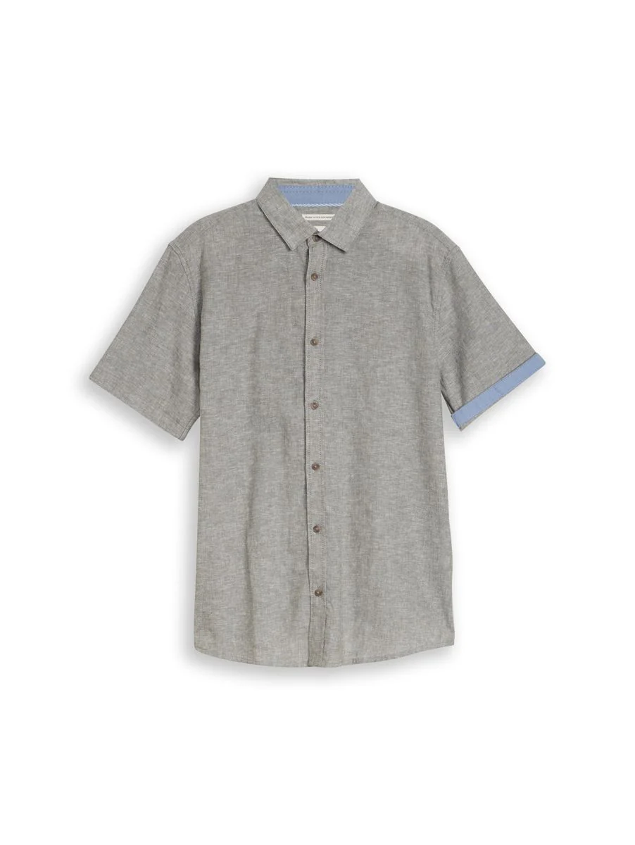 Regular Fit Kurzarmhemd mit Leinenanteil - Image 9