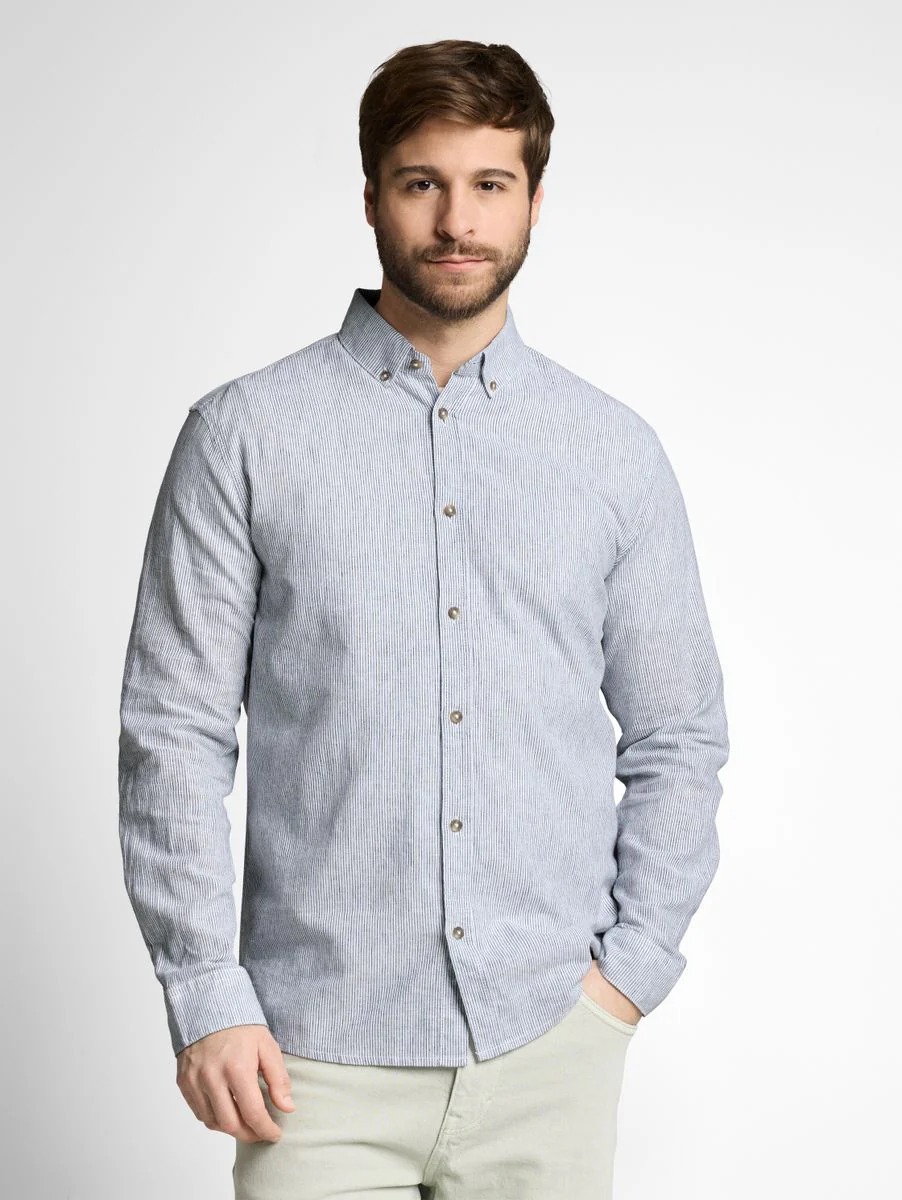 Regular Fit Kurzarmhemd mit Leinenanteil - Image 5