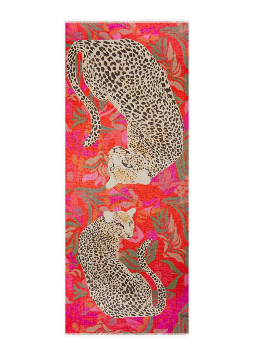 Schal aus feiner Baumwollmischung mit Leopard-Motiv - Image 2