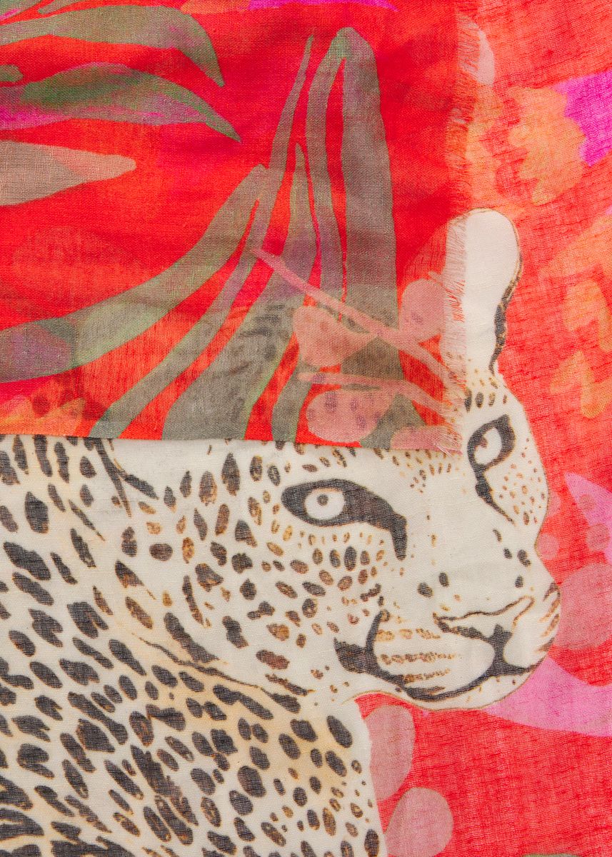 Schal aus feiner Baumwollmischung mit Leopard-Motiv - Image 3